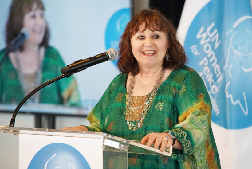 Leslee Udwin speaks onstage at the UN Women For Peace Association 2019 Awards Luncheon | © Gonzalo Marroquin/Patrick McMullan via Getty