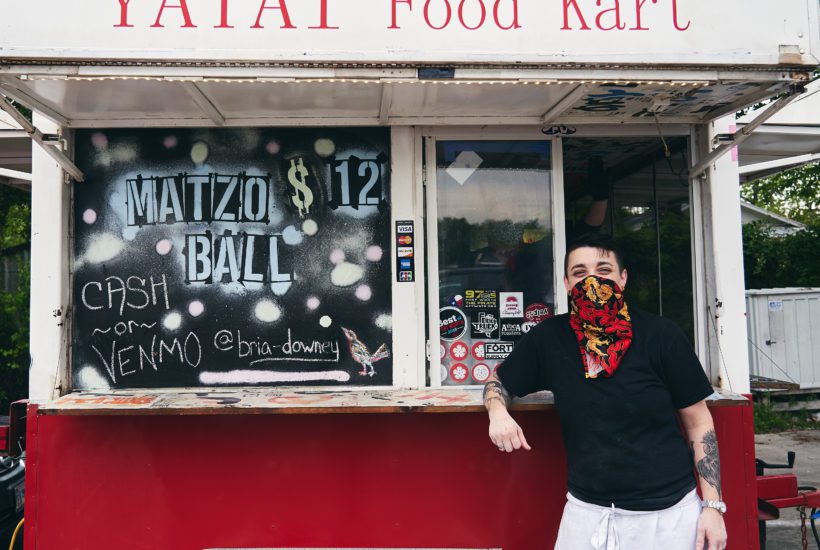 Chef Bria Downey stands in front of the Yatai Food Kart from which she has been serving soup to the Fort Worth community during the pandemic © | Brian Hutson