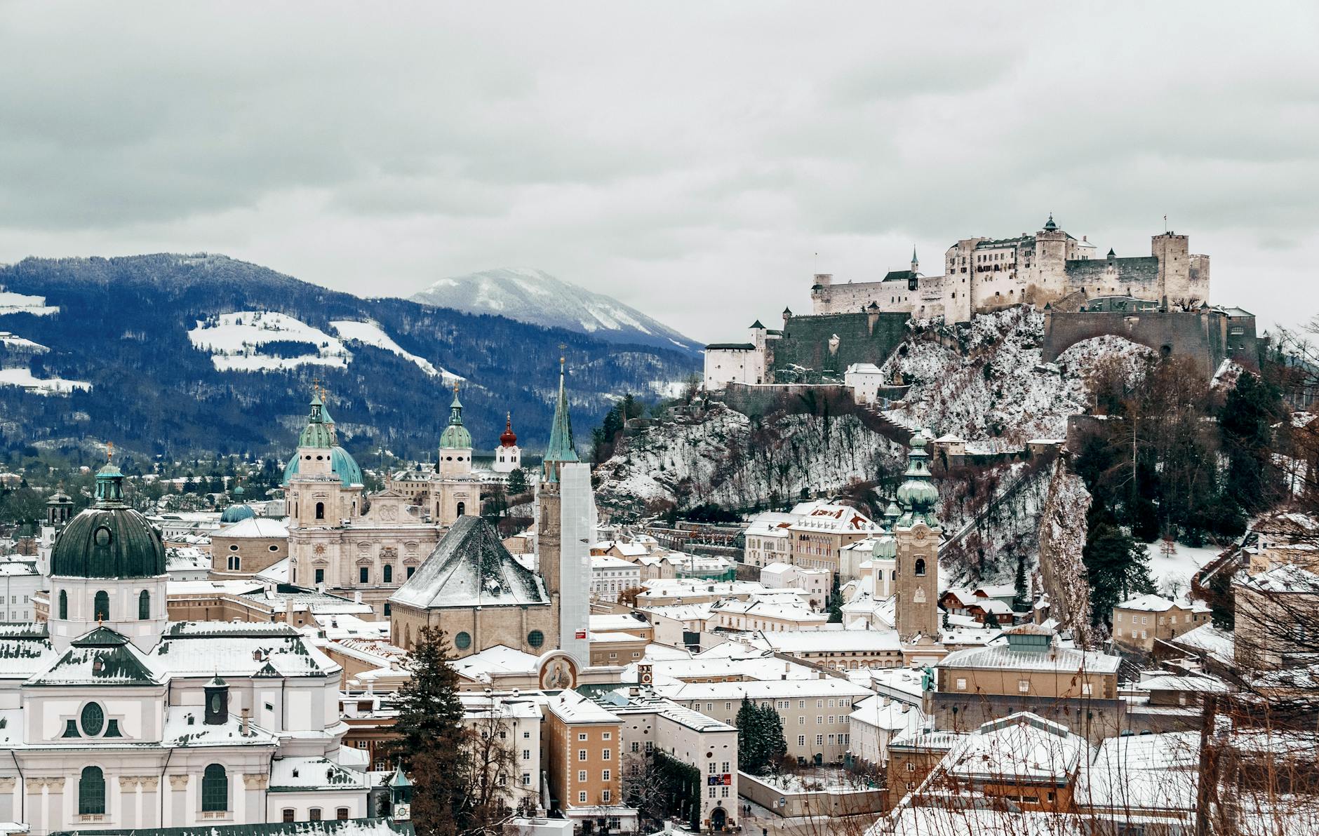 buildings near mountain